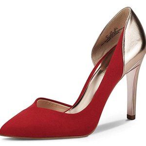 Red & Rose Gold Pointed Toe Stiletto Heels